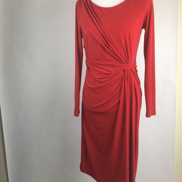 calvin klein red long sleeve dress